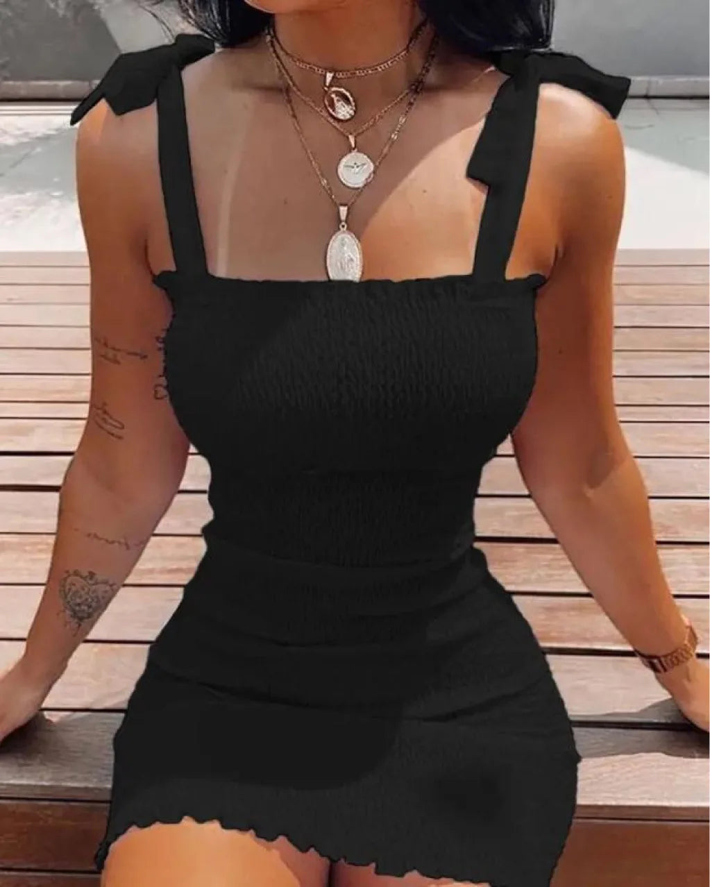 Weißes Sommer Minikleid Damen – Off-Shoulder Strandkleid mit Spaghettiträgern